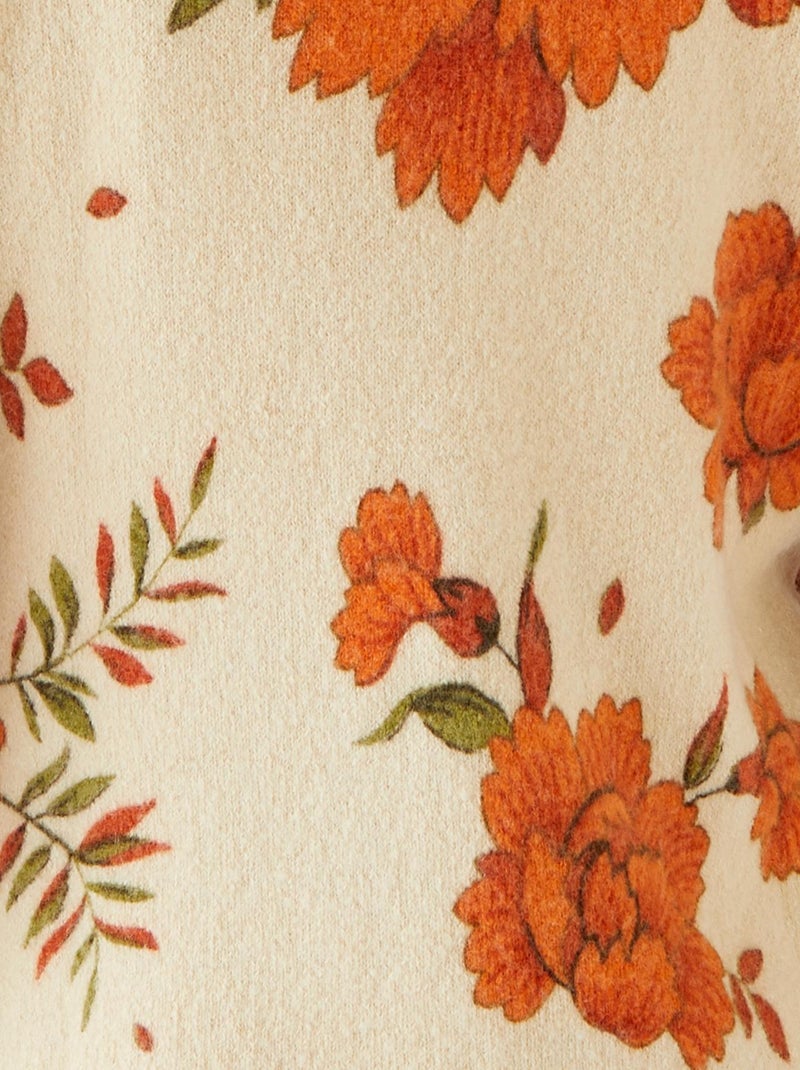 Pull imprimé fleurs - Damart Orange - Kiabi