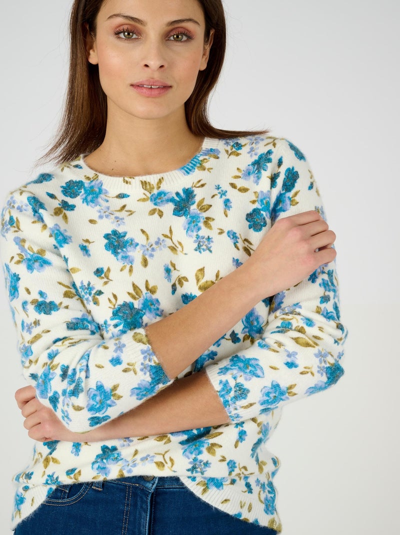 Pull imprimé floral - Damart Bleu - Kiabi