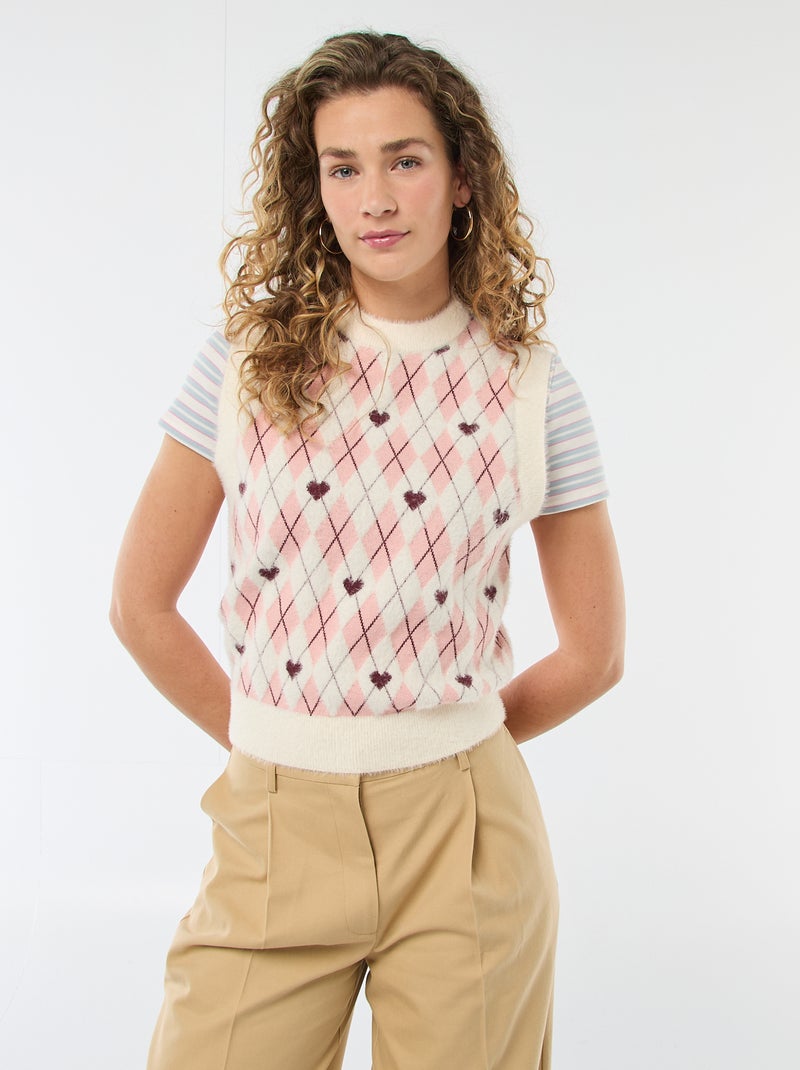 Pull imprimé losanges - Saint-Valentin Rose - Kiabi
