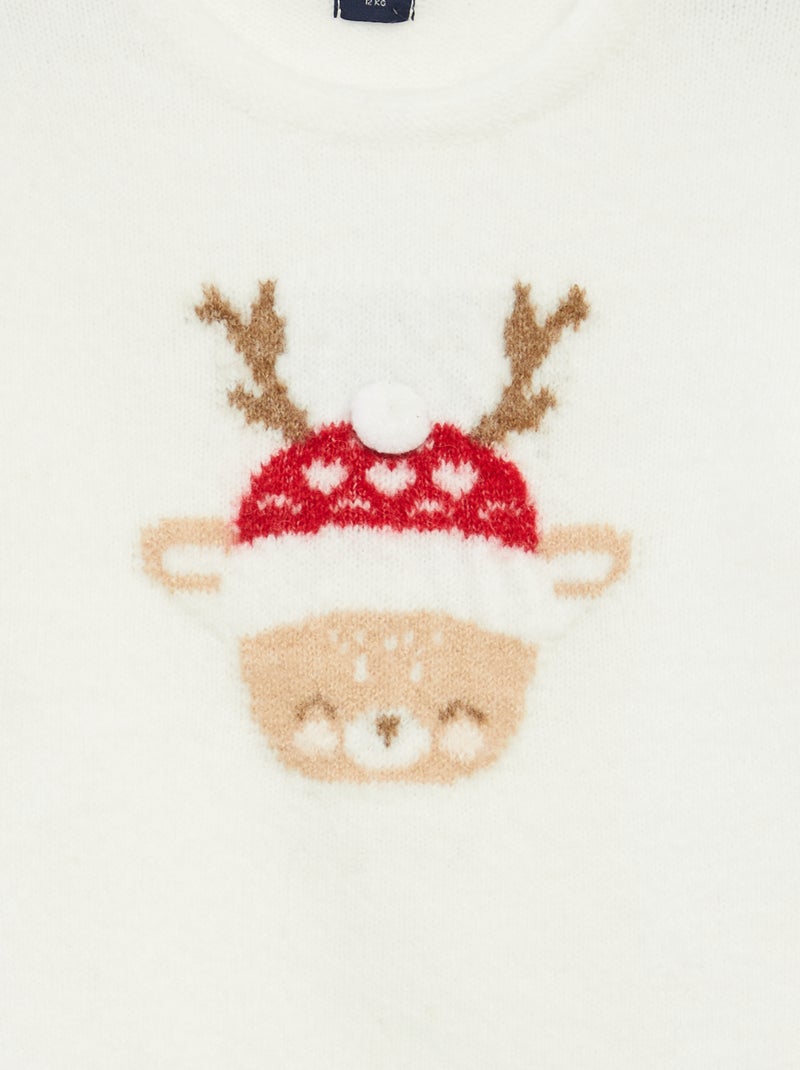 Pull imprimé Noël Blanc - Kiabi