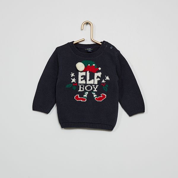 Pull Imprime Noel Bebe Garcon Bleu Marine Kiabi 7 00
