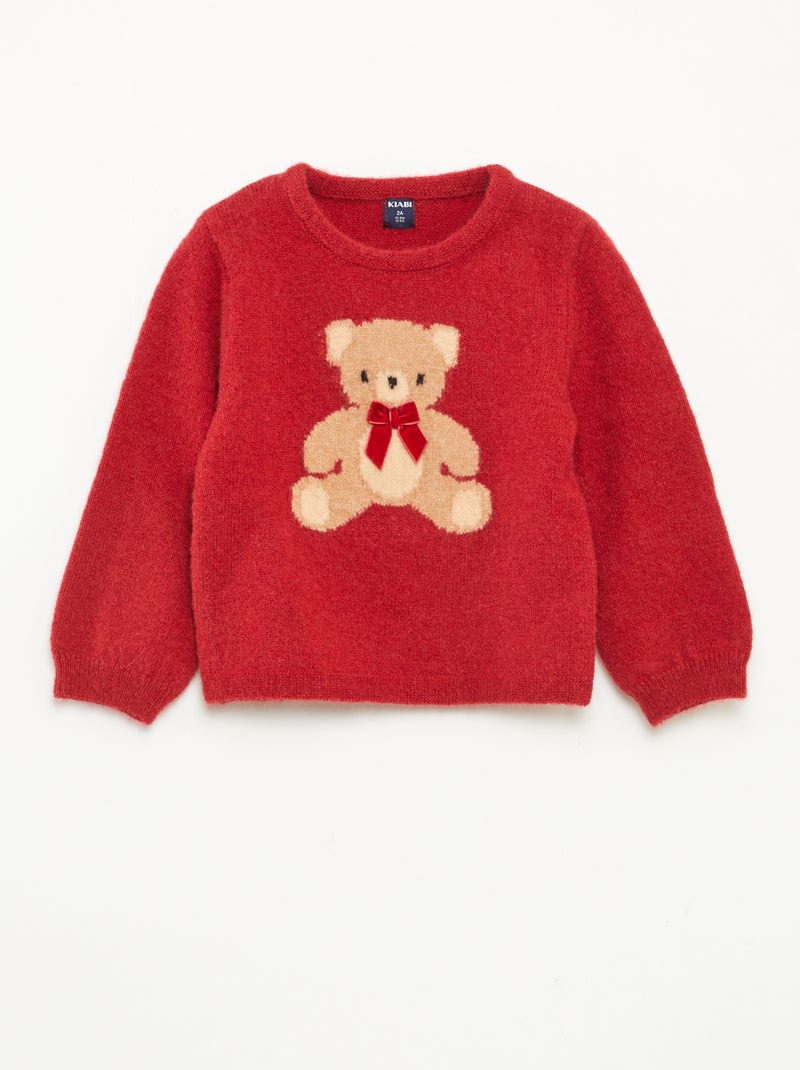 Pull imprimé Noël Rouge - Kiabi