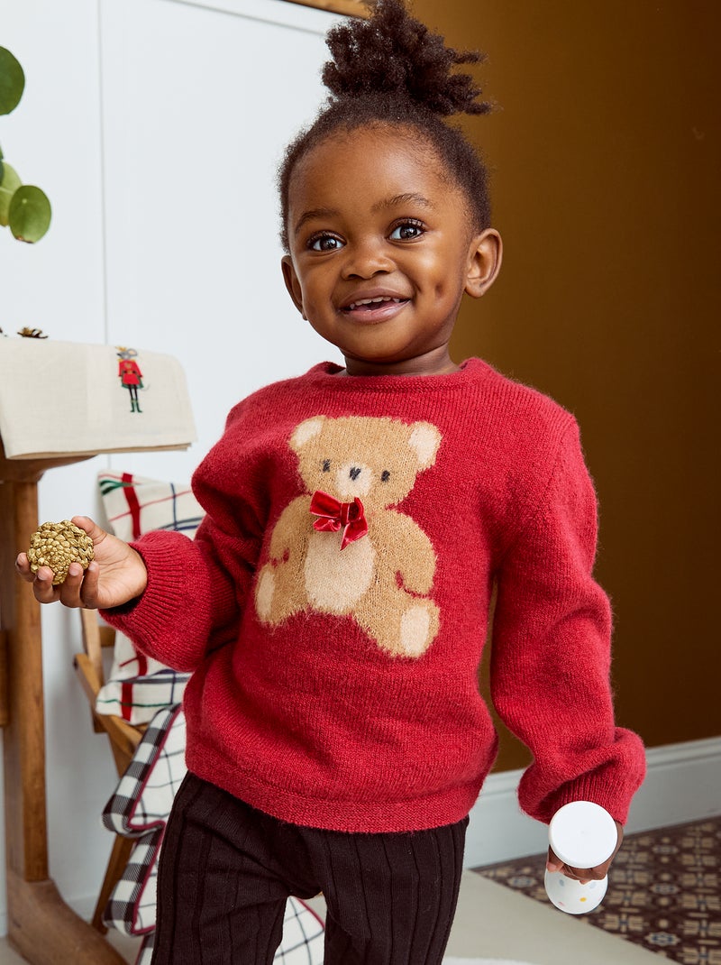 Pull imprimé Noël Rouge - Kiabi