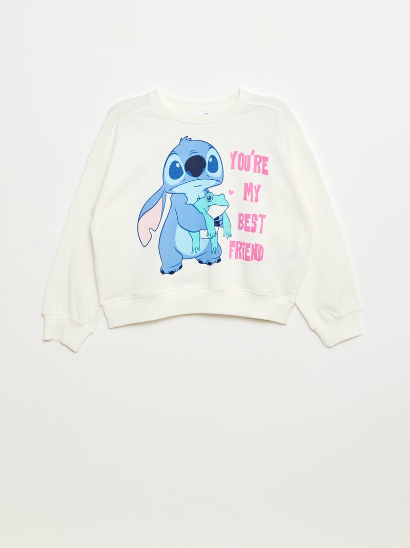 Pull imprimé 'Stitch' 'Disney' Blanc - Kiabi