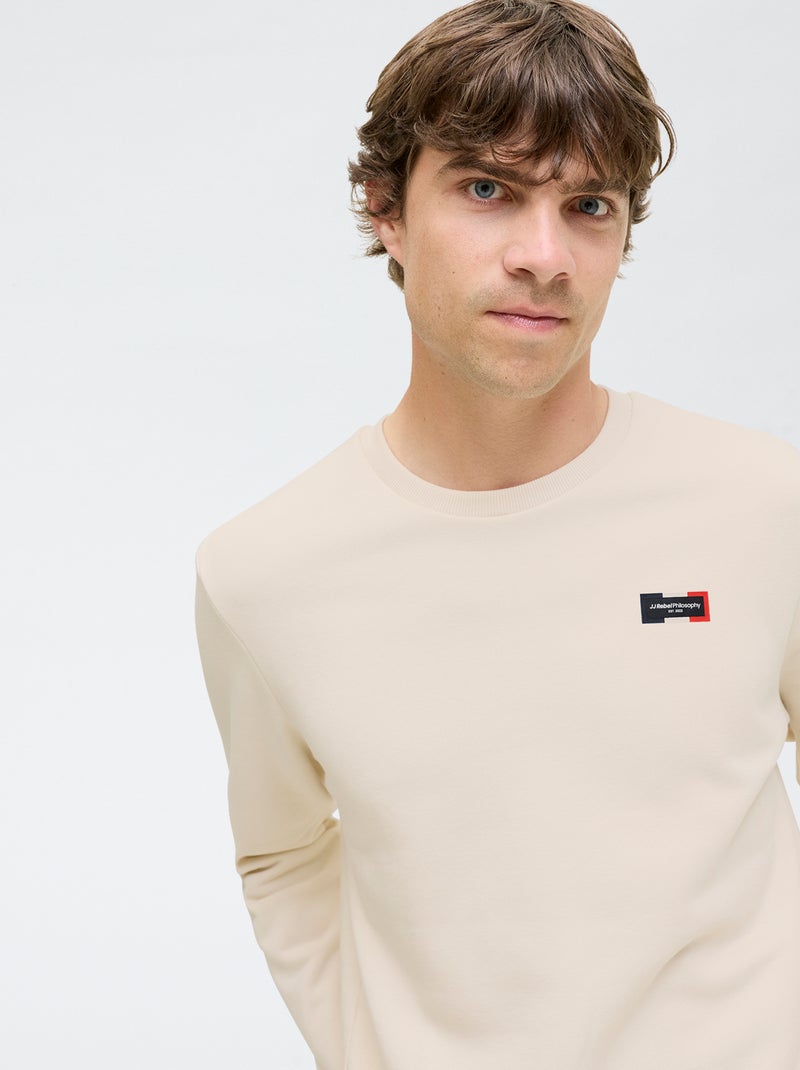 Pull imprimé uni en coton 'JJ Rebel' Beige - Kiabi