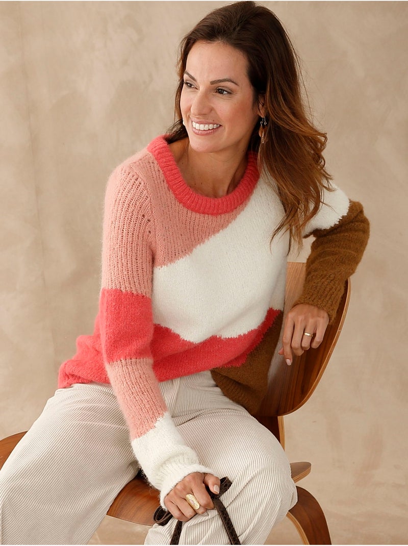 Pull intarsia col bateau - DAXON Blanc Rose Blanc - Kiabi