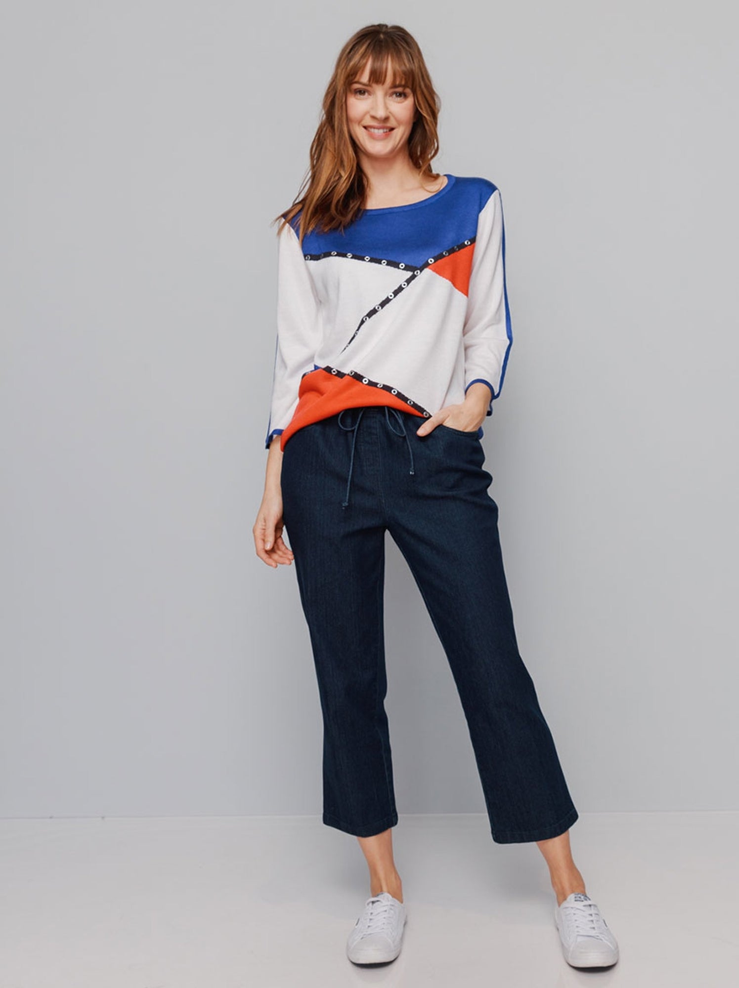Pull IKKS Bleu Marine Intarsia Sans Manches - Taille S - Occasion Excellent état