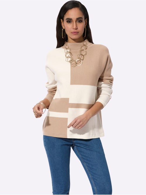 Pull jacquard 50% viscose - taille standard - helline - Kiabi Pull jacquard 50% viscose - taille standard - helline - Kiabi