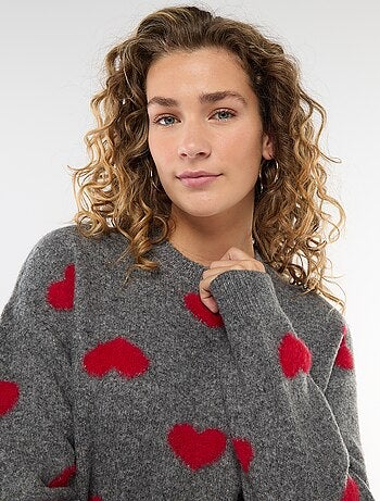 Pull jacquard à cœurs