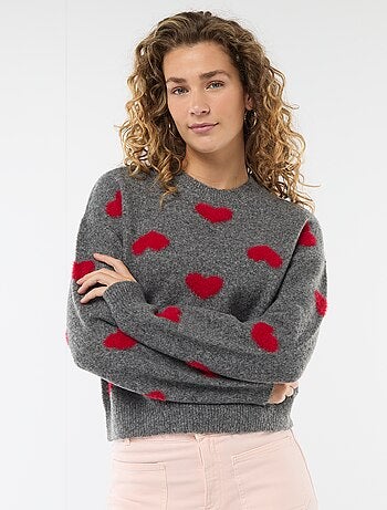 Pull jacquard à cœurs