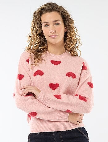 Pull jacquard à cœurs