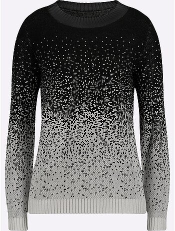 Pull jacquard à encolure ronde avec bords-côtes et motif dégradé - taille standard - moda vilona