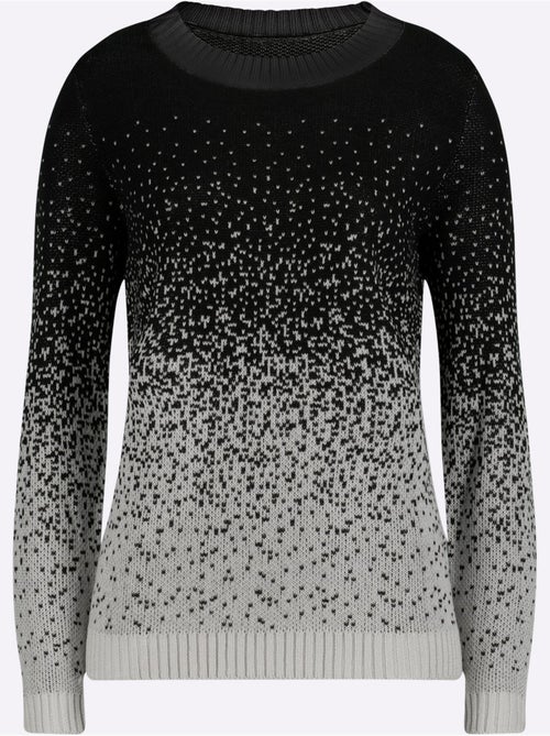 Pull jacquard à encolure ronde avec bords-côtes et motif dégradé - taille standard - moda vilona - Kiabi Pull jacquard à encolure ronde avec bords-côtes et motif dégradé - taille standard - moda vilona - Kiabi