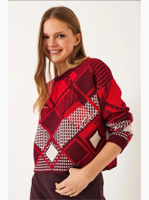 Pull jacquard à motif baklava lucci - Kiabi Pull jacquard à motif baklava lucci - Kiabi