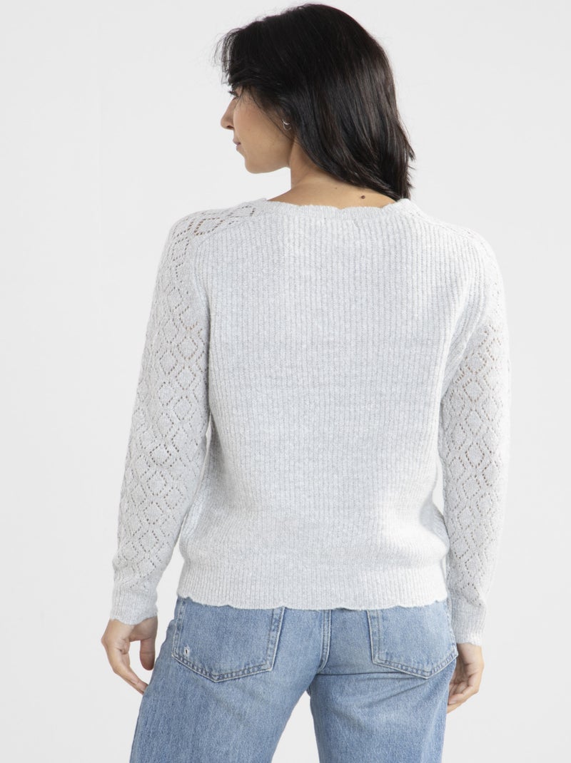 Pull Jacquard   Avec Col Rond | Gerard Pasquier Gris - Kiabi