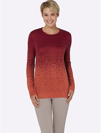 Pull jacquard à encolure ronde avec bords-côtes et motif dégradé - taille standard - moda vilona