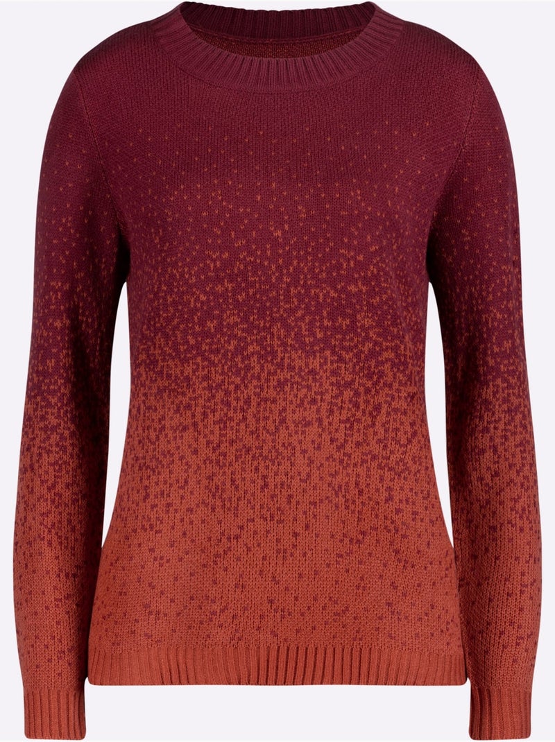 Pull jacquard avec encolure ronde et manches longues - taille standard - moda vilona Rouge - Kiabi