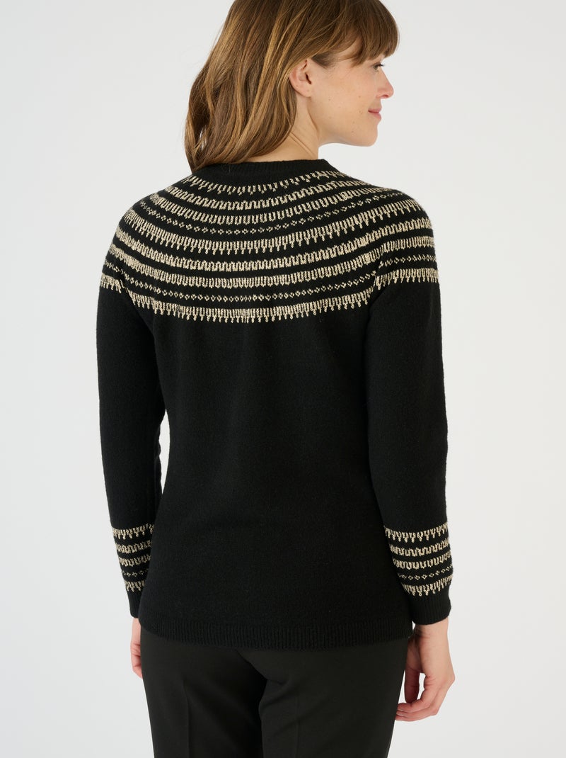 Pull jacquard brillant - Damart Noir - Kiabi