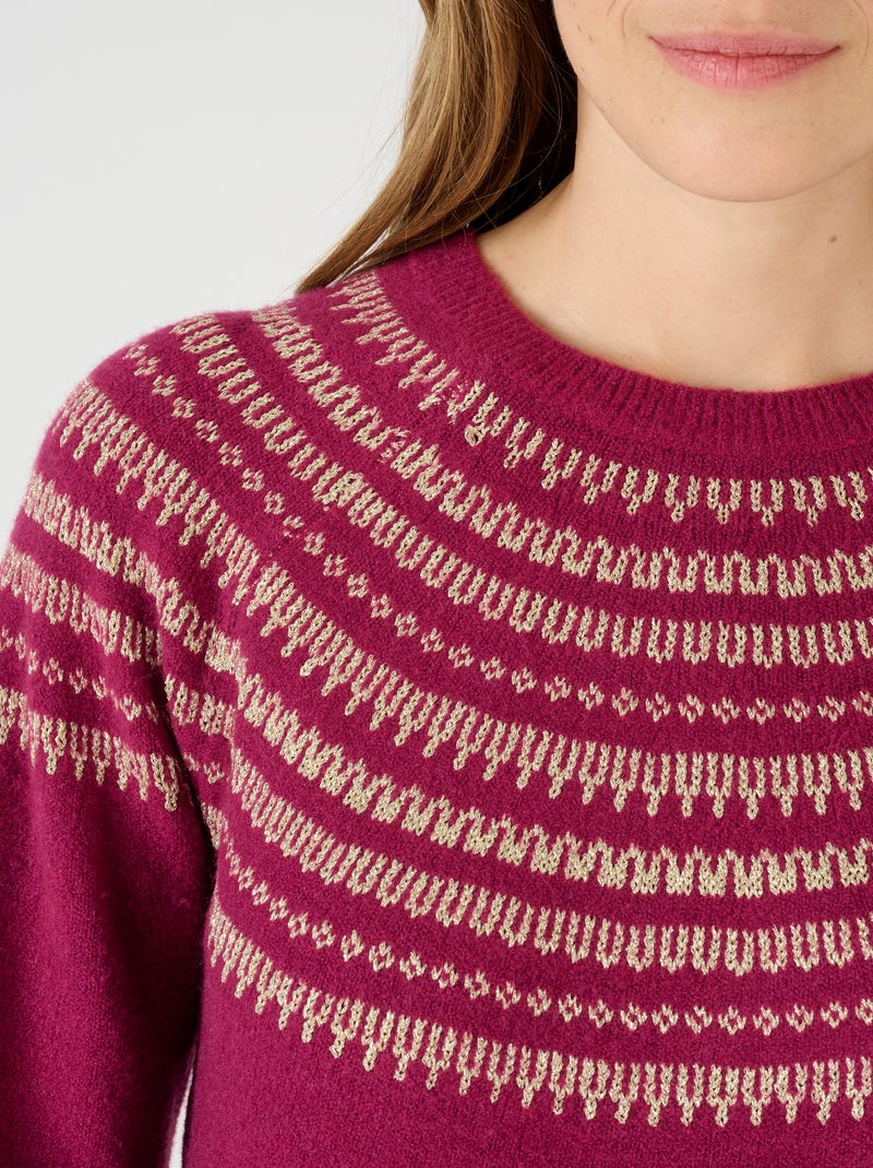 Pull jacquard brillant - Damart Rouge pourpre - Kiabi