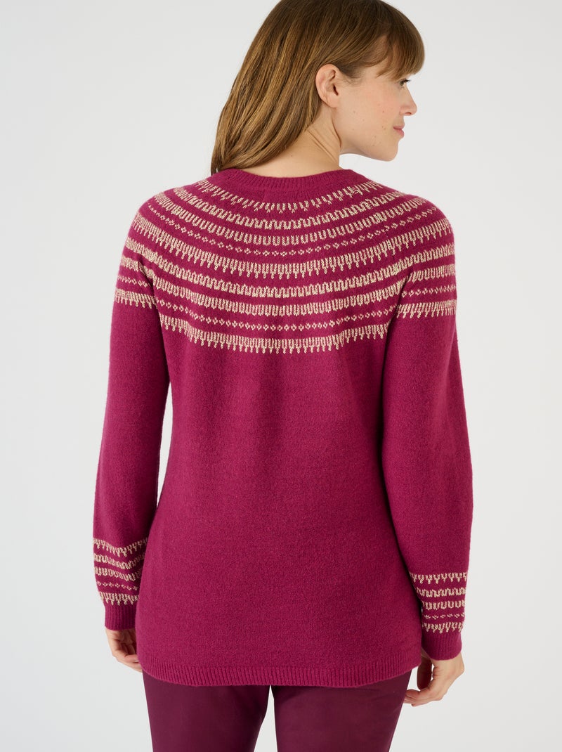 Pull jacquard brillant - Damart Rouge pourpre - Kiabi
