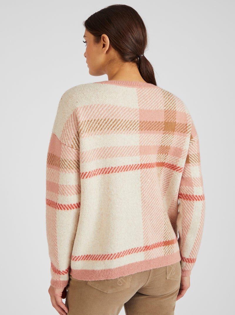Pull jacquard carreaux - Damart Bleu - Kiabi