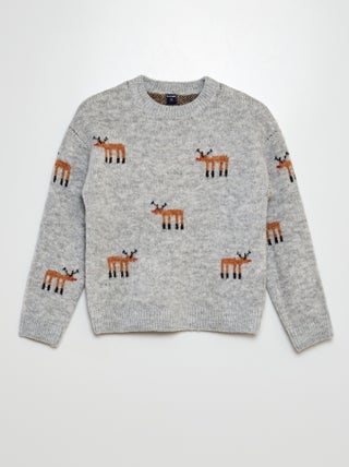 Pull jacquard cerf