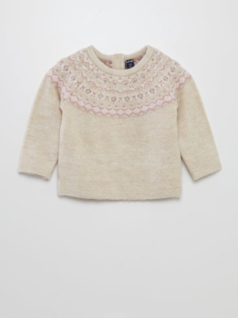 Pull jacquard chaud Rose - Kiabi