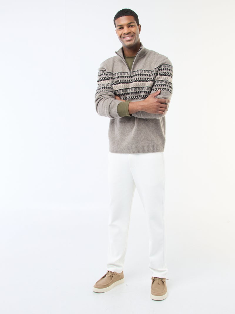 Pull jacquard col camionneur Marron - Kiabi