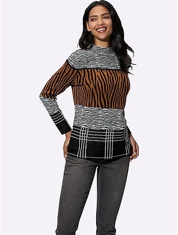 Pull Jacquard Col Corolle - Taille Standard - Moda Vilona