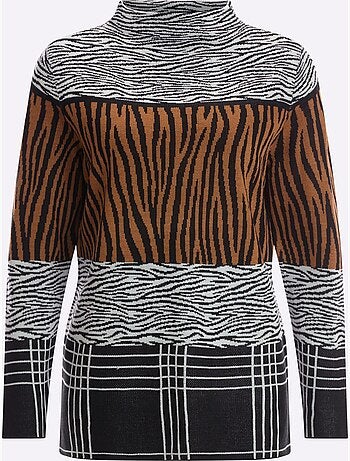 Pull Jacquard Col Corolle - Taille Standard - Moda Vilona