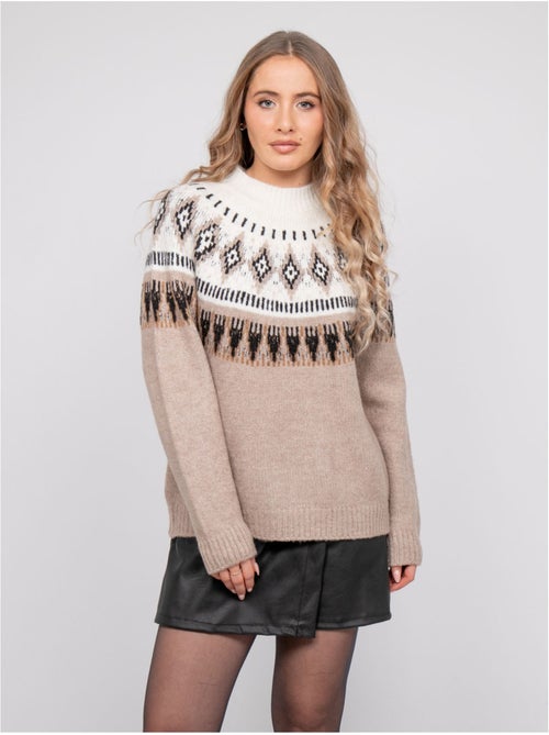 Pull jacquard col montant et motif norvégien katana - Kiabi Pull jacquard col montant et motif norvégien katana - Kiabi