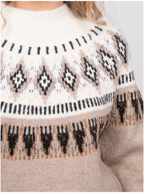 Pull jacquard col montant et motif norvégien katana - Kiabi Pull jacquard col montant et motif norvégien katana - Kiabi