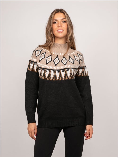 Pull jacquard col montant et motif norvégien katana - Kiabi Pull jacquard col montant et motif norvégien katana - Kiabi