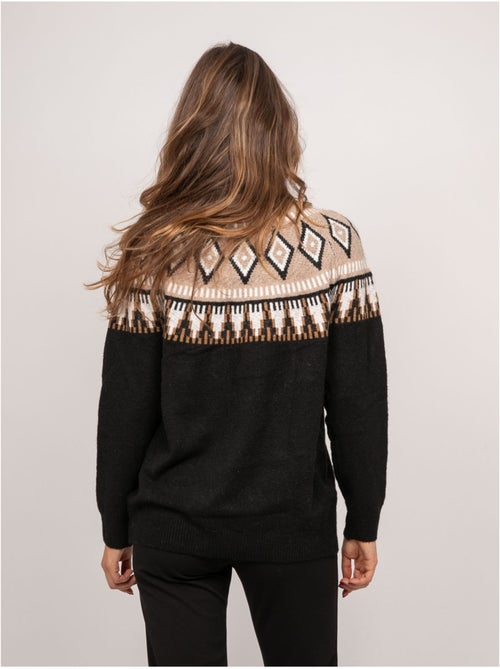 Pull jacquard col montant et motif norvégien katana - Kiabi Pull jacquard col montant et motif norvégien katana - Kiabi