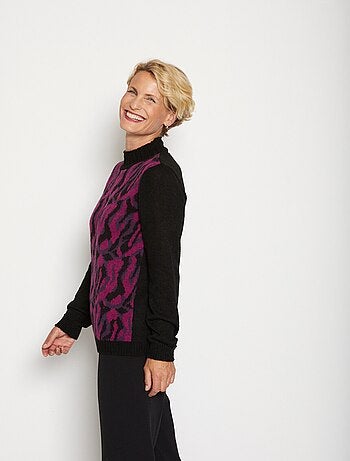 Pull jacquard col montant