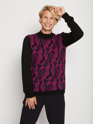 Pull jacquard col montant