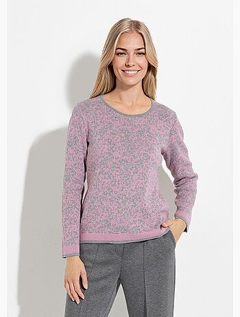 Pull jacquard col rond manches longues - afibel