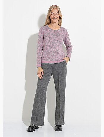 Pull jacquard col rond manches longues - afibel