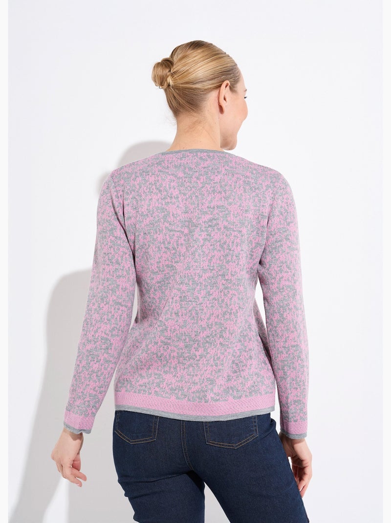 Pull jacquard col rond manches longues - afibel Gris Rose - Kiabi