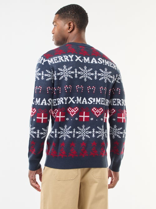Pull jacquard col rond Noël - Kiabi
