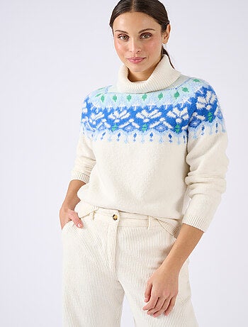 Pull jacquard col roulé Thermolactyl - Damart