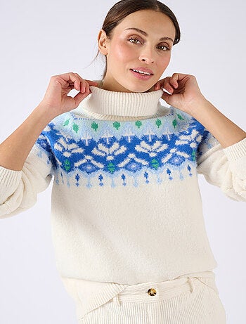 Pull jacquard col roulé Thermolactyl - Damart