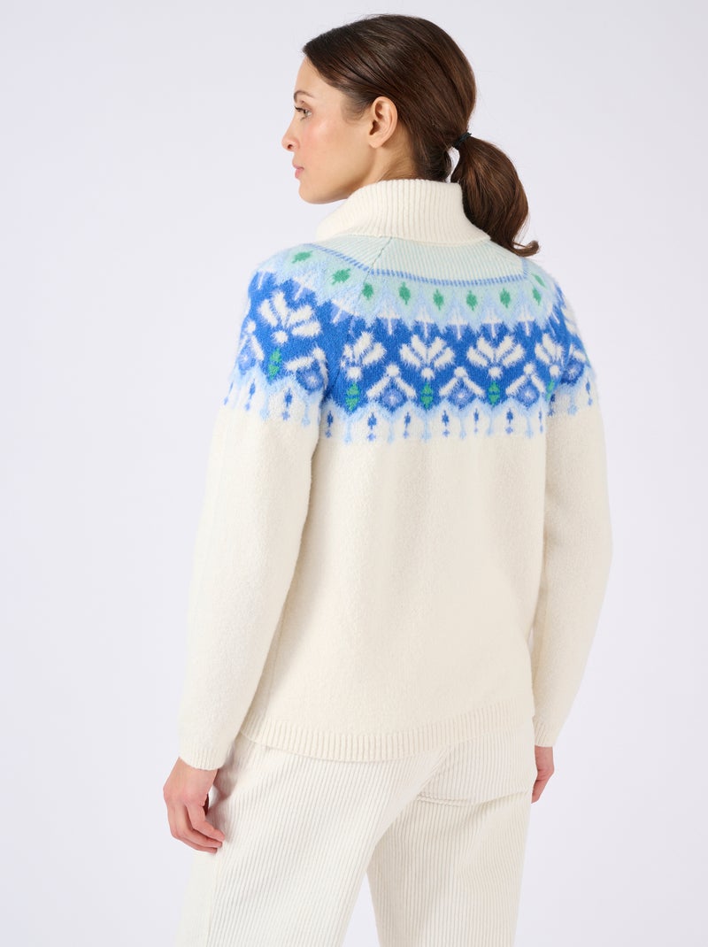 Pull jacquard col roulé Thermolactyl - Damart Bleu - Kiabi