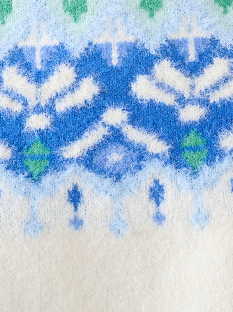 Pull jacquard col roulé Thermolactyl - Damart Bleu - Kiabi