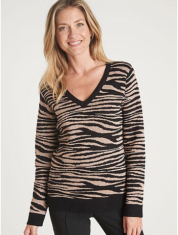 Pull jacquard col V - DAXON