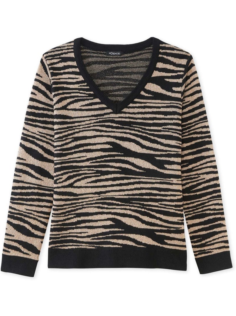 Pull jacquard col V - DAXON Beige - Kiabi