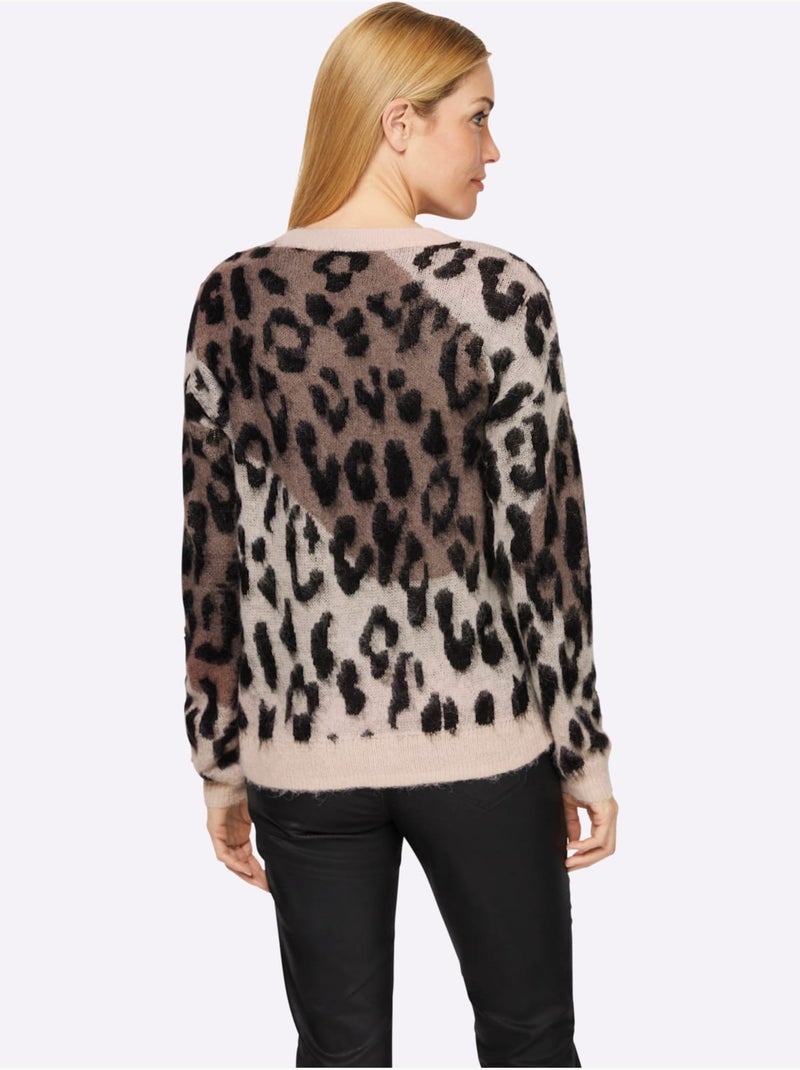 Pull Jacquard Coupe Décontractée Aux épaules - Taille Standard - Helline Noir Gris - Kiabi
