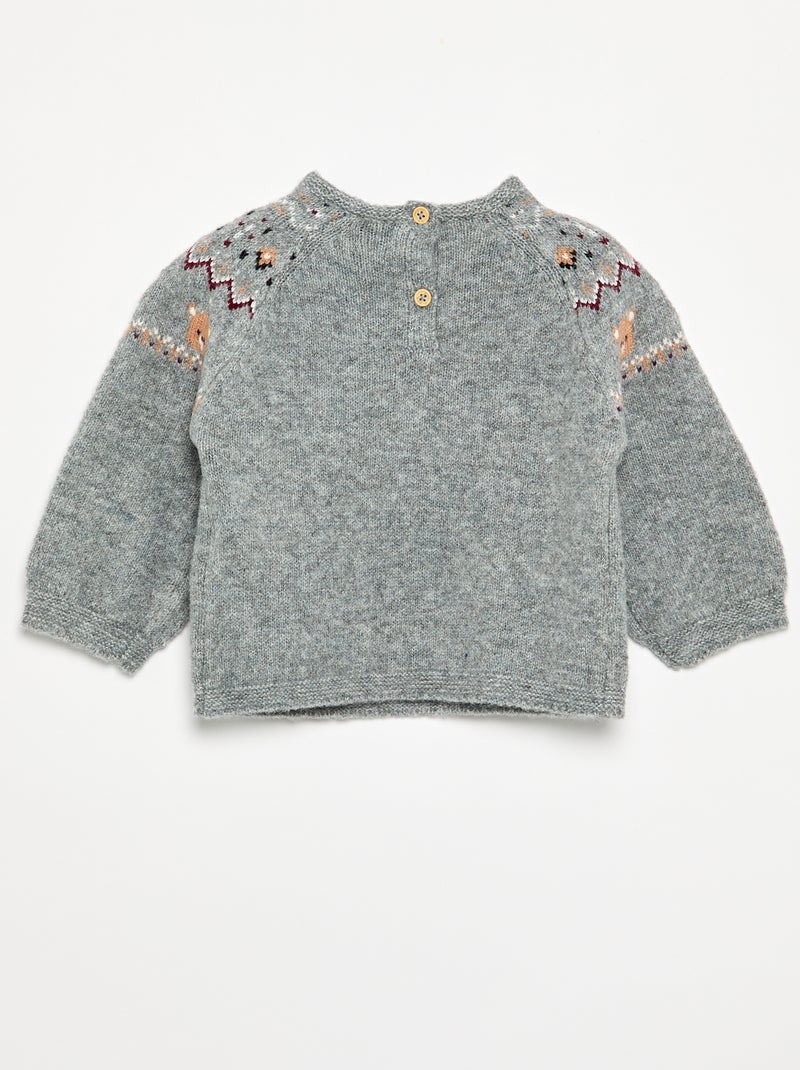 Pull jacquard de Noël en maille grosse jauge Gris - Kiabi