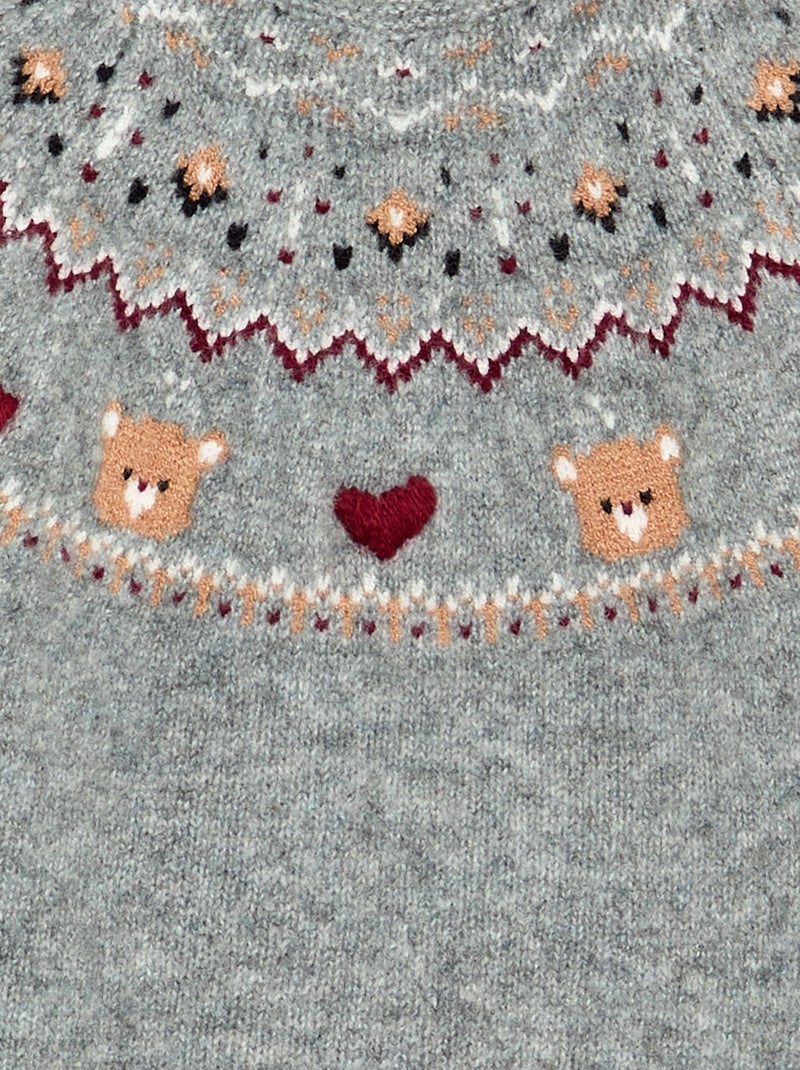Pull jacquard de Noël en maille grosse jauge Gris - Kiabi