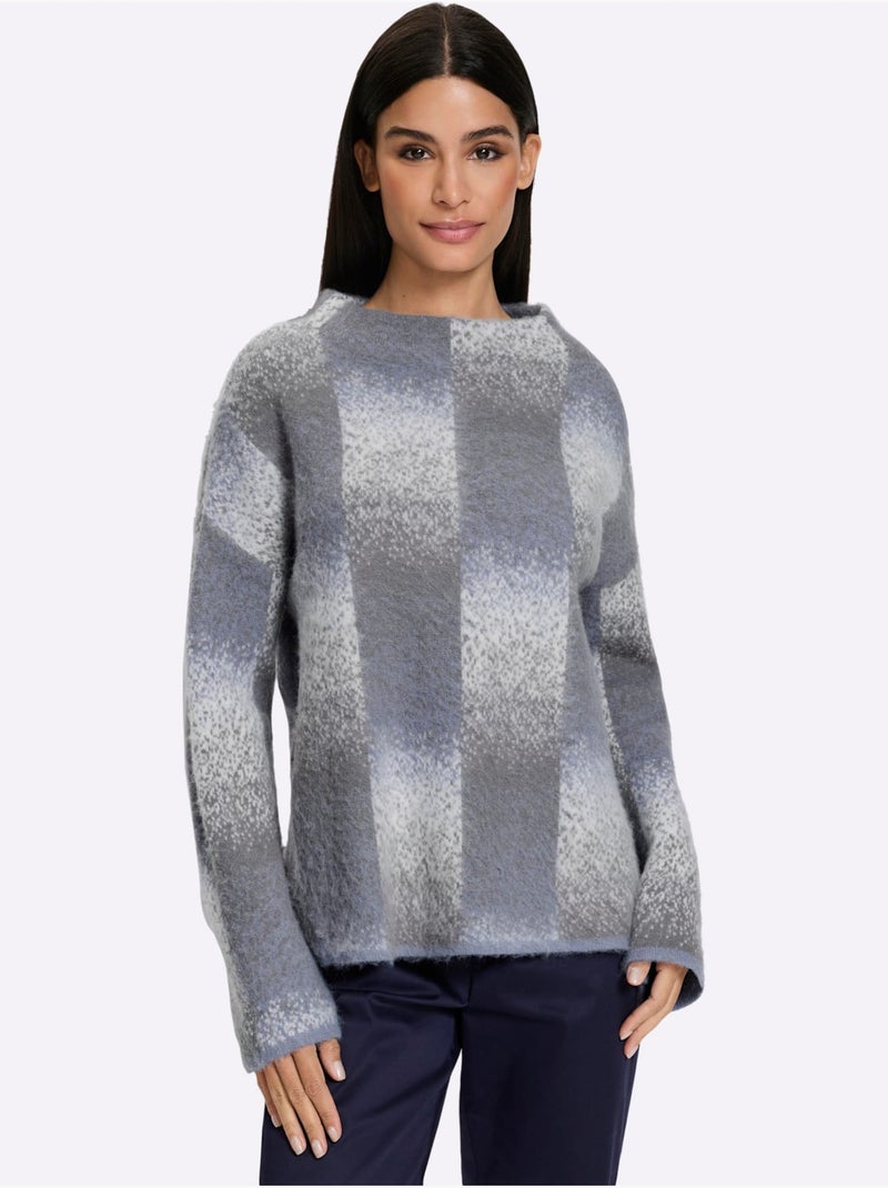 Pull jacquard dégradé de couleurs mode - taille standard - helline Noir Bleu ciel Gris - Kiabi